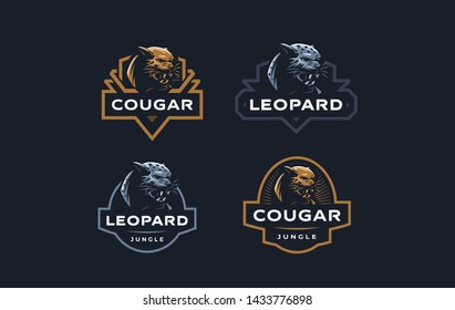 The image of a cougar or panther in a minimalist style. Vector illustration