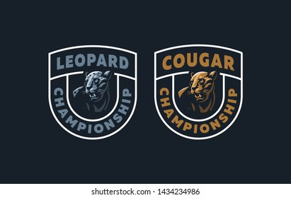 The image of a cougar or panther in a minimalist style. Vector illustration