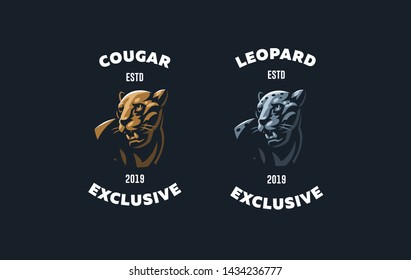 The image of a cougar or panther in a minimalist style. Vector illustration