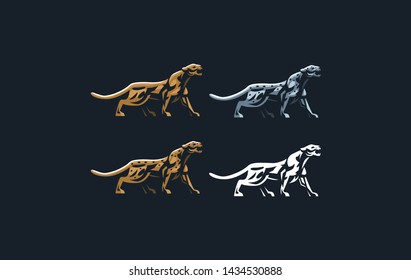 The image of a cougar or panther in a minimalist style. Vector illustration