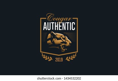 The image of a cougar or panther in a minimalist style. Vector illustration