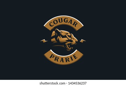 The image of a cougar or panther in a minimalist style. Vector illustration