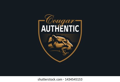 The image of a cougar or panther in a minimalist style. Vector illustration