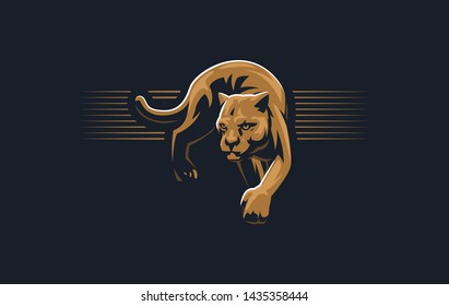 The image of a cougar or panther in a minimalist style. Vector illustration