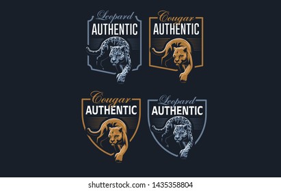 The image of a cougar or panther in a minimalist style. Vector illustration