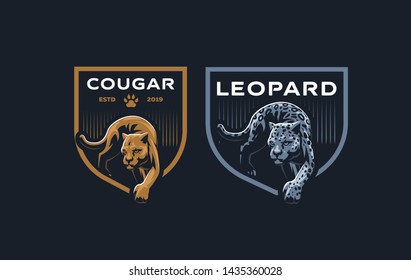 The image of a cougar or panther in a minimalist style. Vector illustration