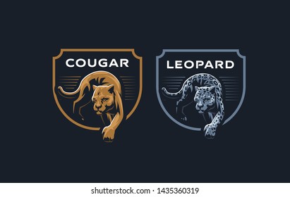 The image of a cougar or panther in a minimalist style. Vector illustration