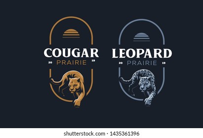 The image of a cougar or panther in a minimalist style. Vector illustration