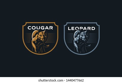 The image of a cougar or panther in a minimalist style. Vector illustration