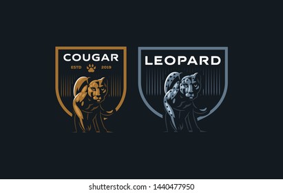 The image of a cougar or panther in a minimalist style. Vector illustration