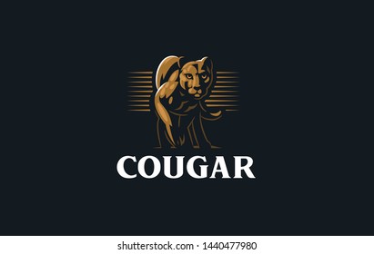 The image of a cougar or panther in a minimalist style. Vector illustration