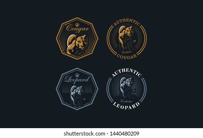 The image of a cougar or panther in a minimalist style. Vector illustration