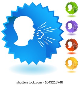 An image of a Coughing Man Spreading Germs Button isolated on white.
