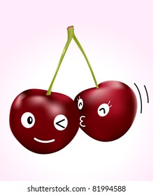 Image of couple of cherries with cute face expression