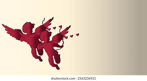 The image of a couple of Cupids that has been aimed at your love target for Valentine's Day background.