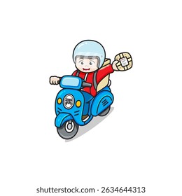 Imagem de um mensageiro entregando um pacote em uma moto azul