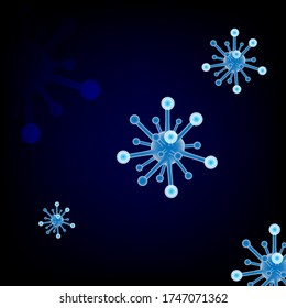 Das Bild eines Kokosvirus 2019, das viele Todesfälle beim Menschen verursacht hat, im Stil des blauen Hintergrundvektor.