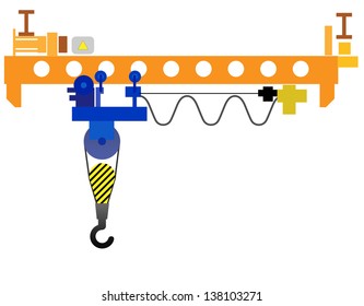 Image of crane beam with a hook on a white background.