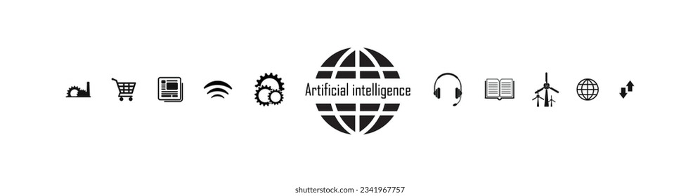 Image created with icons related to the concept of artificial intelligence