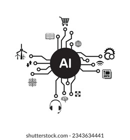 Image created with icons related to the concept of artificial intelligence