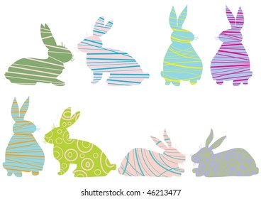 Image of creative rabbits isolated over white background