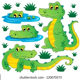 Image with crocodile theme 3 - vector illustration.