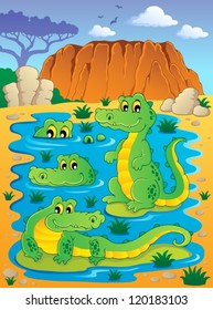 Image with crocodile theme 4 - vector illustration.