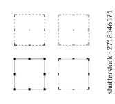 Image Crop Selection Icon Set Outline Vector