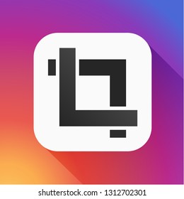 Image crop tool or app vector icon. Insta colors. Flat style. Square cut image symbol.