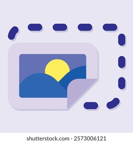 Image Cropping Tool Icon With A Sun Over Mountain Inside The Cropping Area
