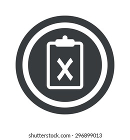 Image of cross on clipboard in circle, on black circle, isolated on white