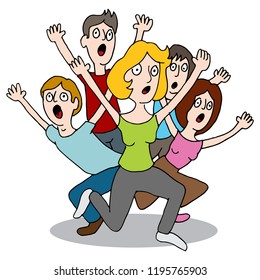 An image of a Crowd of Rioting People Running and Screaming.