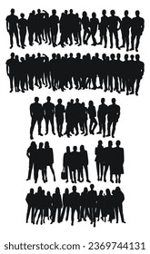 Image of crowd silhouette, group of people. Male and female body shapes