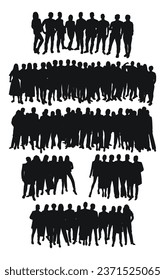 Image of crowd silhouette, group of people. Male and female body shapes