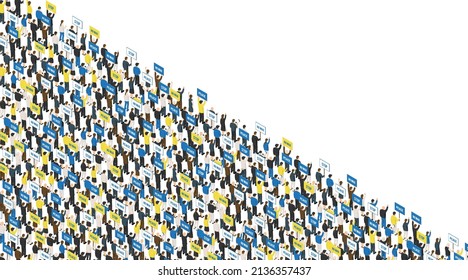 Image of crowds appealing against war. 3d illustration.