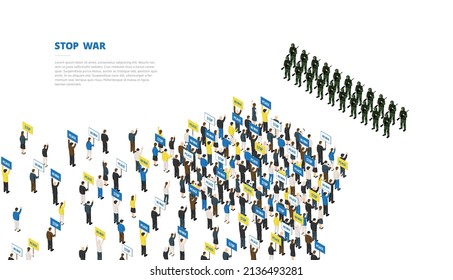 Imagen de multitudes apelando contra la guerra. 3 quinquies ilustración.