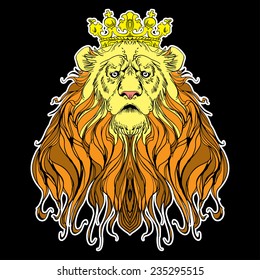 Image of crowned lion on black