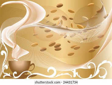 The image of a cup of coffee hot on the background