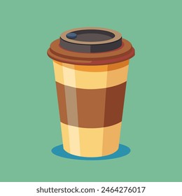In the image, a cup of coffee is on a green surface with a lid