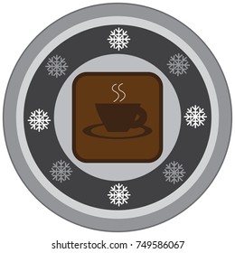 An image of a cup of coffee. Retro image. Print for the designer. Gift card, badge. The avatar element for the player. A business card for the holiday.