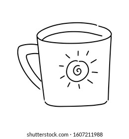 Image of a Cup for coffee and tea. Vector symbol. Icon in the style of Doodle.