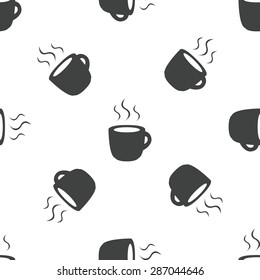 Image of cup with hot drink, repeated on white background