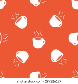 Image of cup with hot drink, repeated on orange background