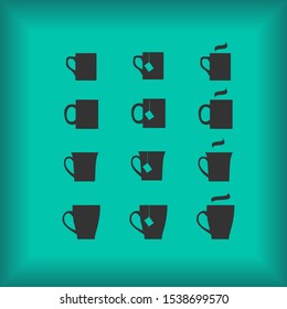 Image of cups with hot tea and coffee