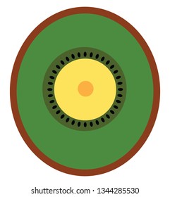An image of a cut piece of a Kiwi vector color drawing or illustration