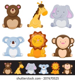 An image of a cute animal set.