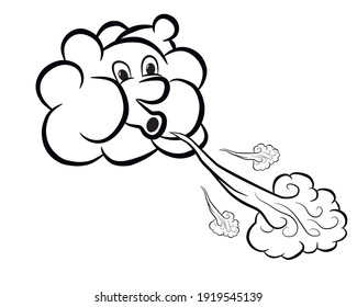 Image Cute Cartoon Cloud Blowing Wind Stock Vector (Royalty Free ...