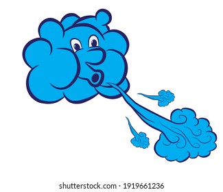 Image Cute Cartoon Cloud Blowing Wind Stock Vector (Royalty Free ...