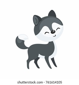 The image of a cute cartoon husky dog. Vector illustration.