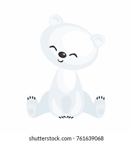The image of a cute cartoon polar bear. Vector illustration.